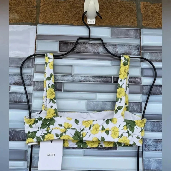 Onia Liberty Yellow Rose Print Zoe Bikini Top Size XS - Picture 5 of 7